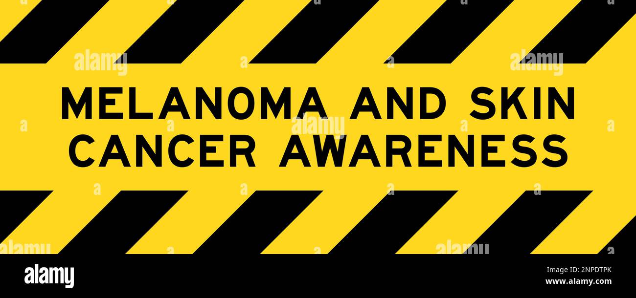 Yellow and black color with line striped label banner with word