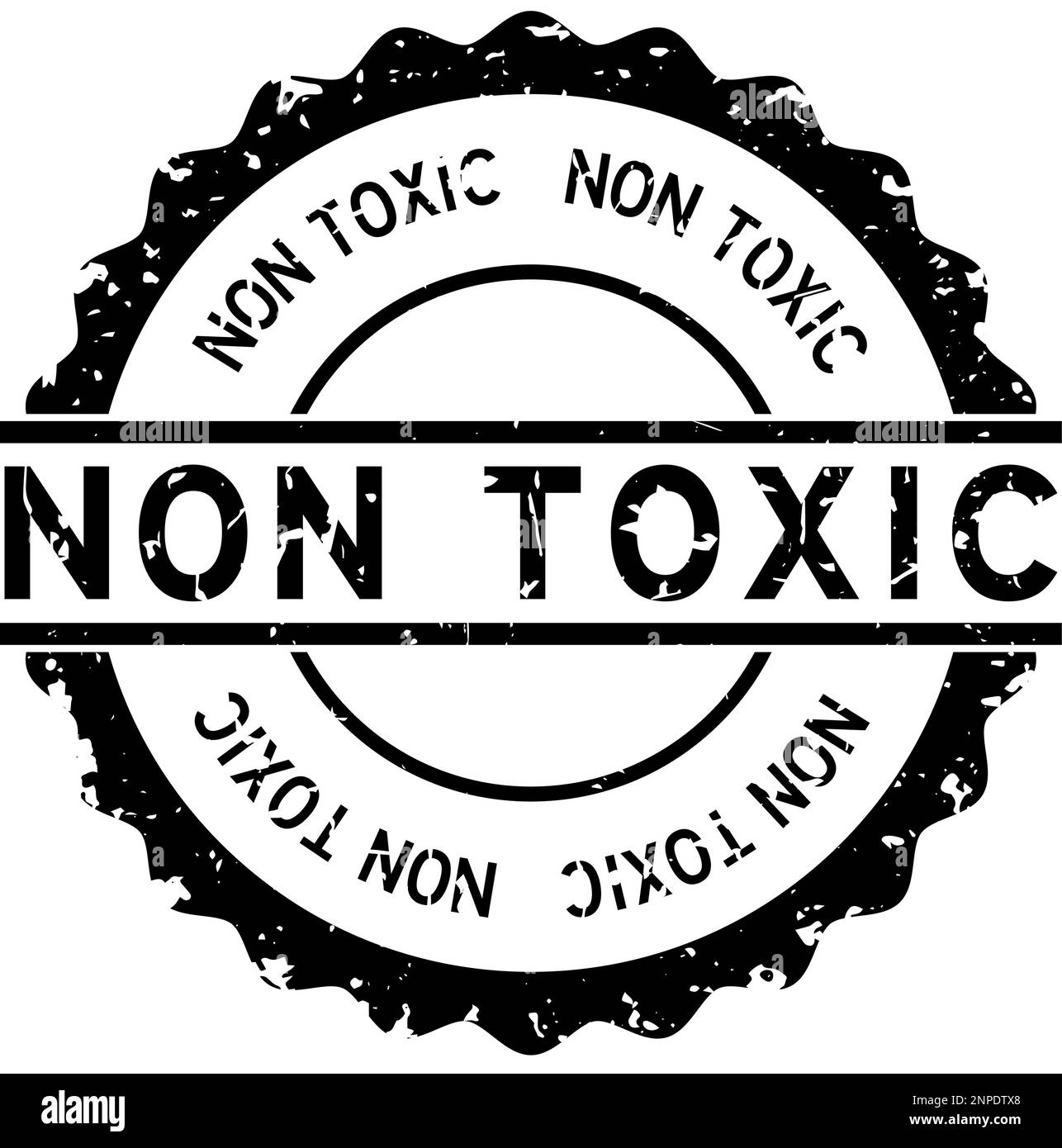 Grunge black non toxic word round rubber seal stamp on white background