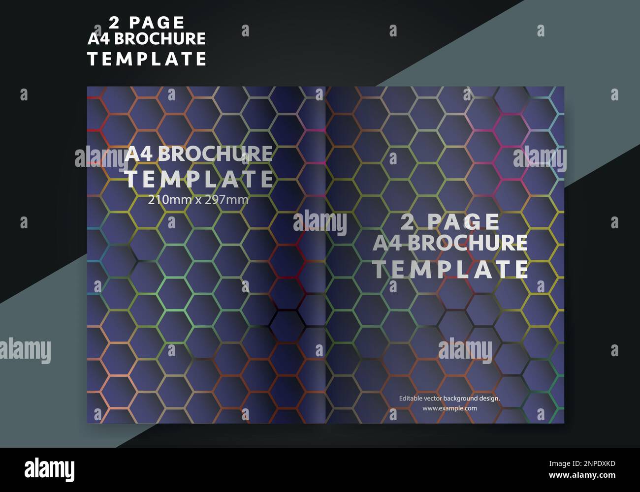 Twofold brochure design. A4 abstract business brochure template