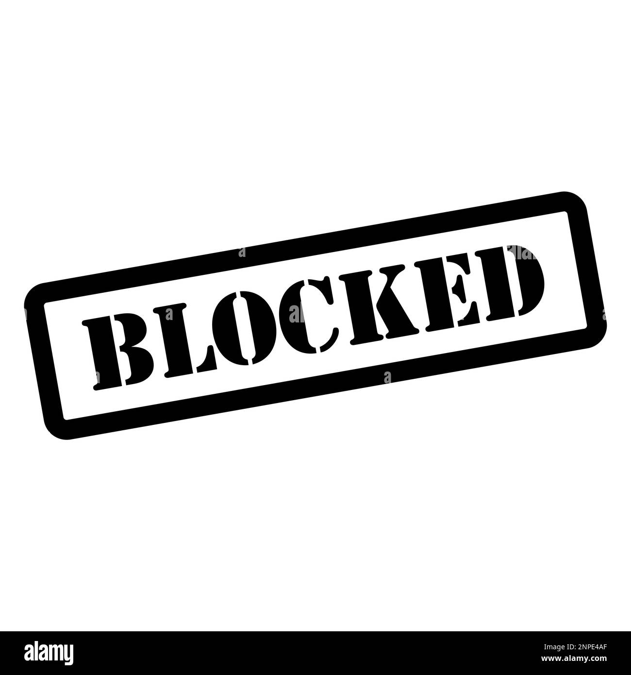 Blocked stamp symbol, label sticker sign button, text banner vector