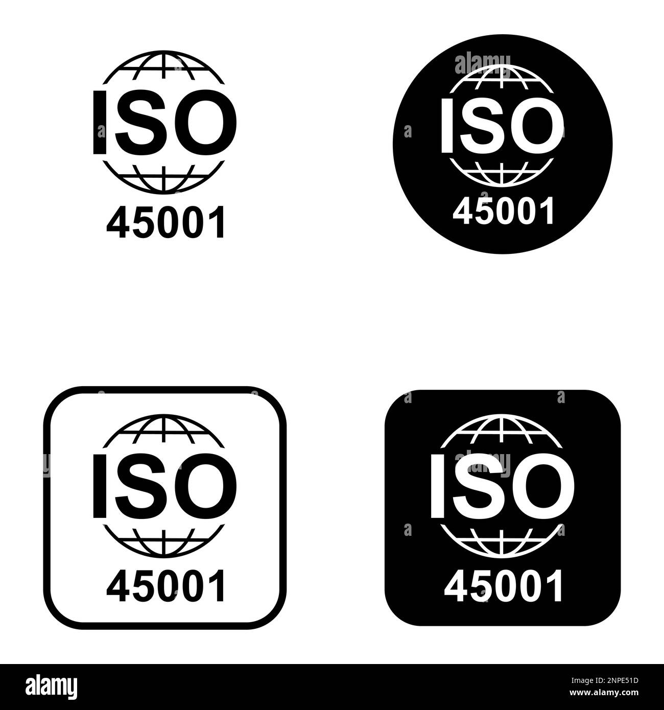 Iso 45001 icon. Occupational Health and Safety. Standard quality symbol