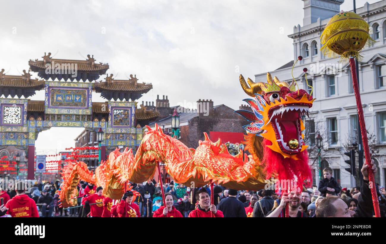 Traditional Dragon Dance pictured during the Chinese New Year