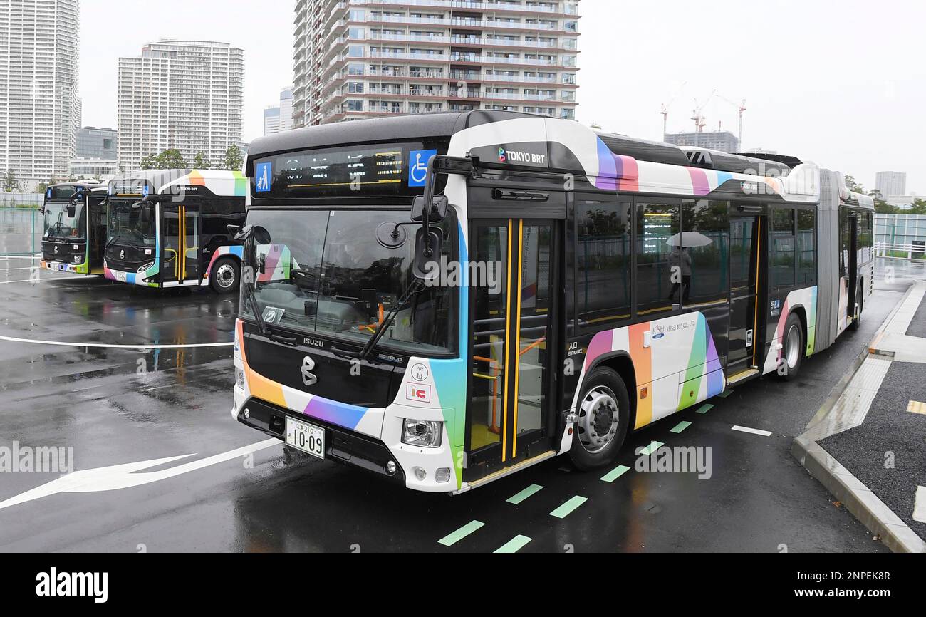 Tokyo BRT starts to operate at Harumi BRT terminal in Chuo Ward 