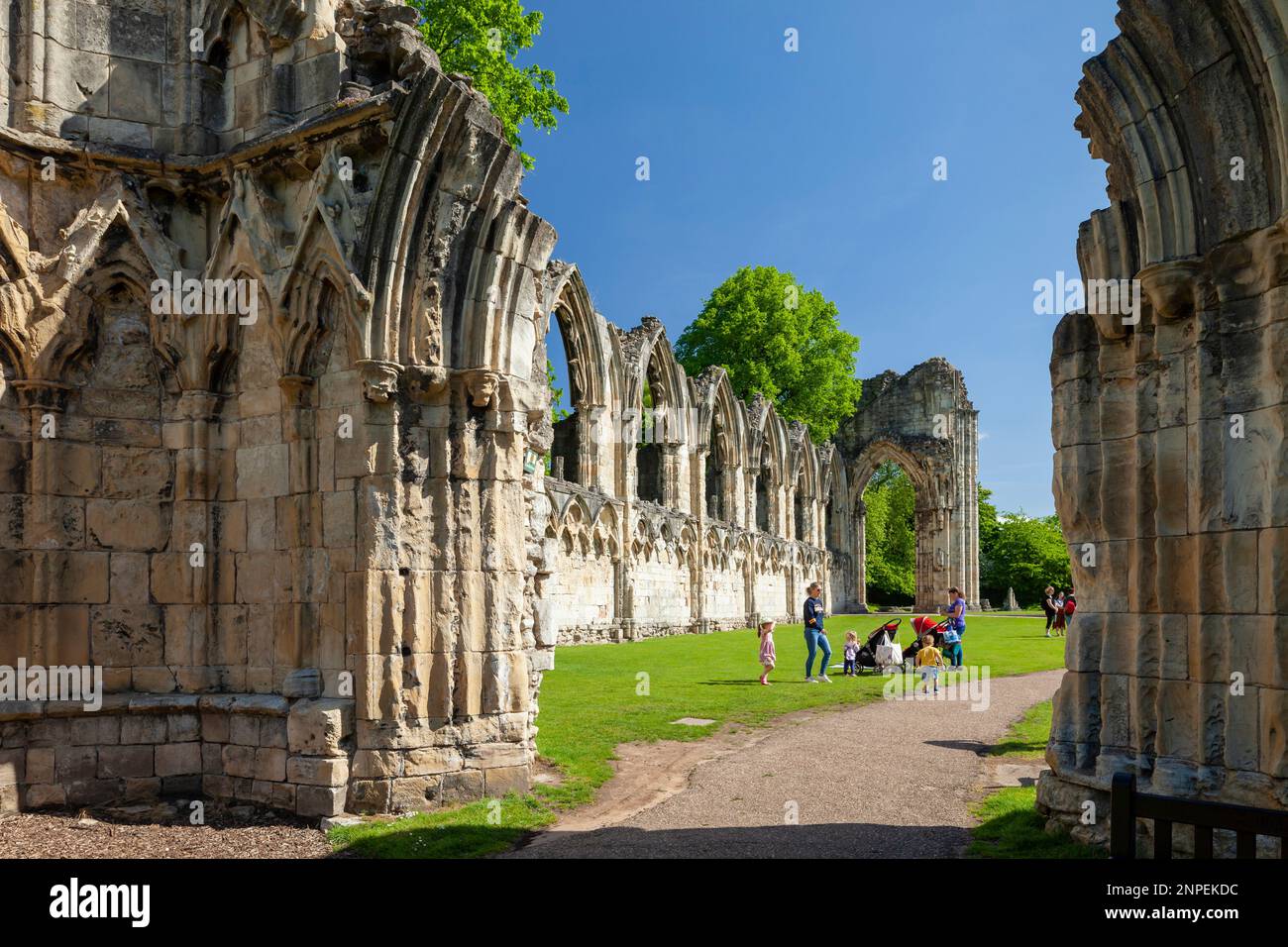 St Mary's Abbey ruins in Museum Gardens. Stock Photo