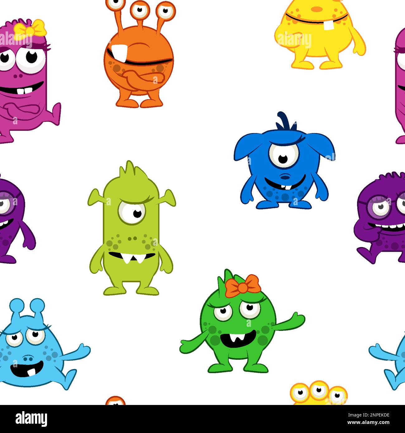 Seamless pattern of cute cartoon monsters. Baby pattern Stock Vector ...