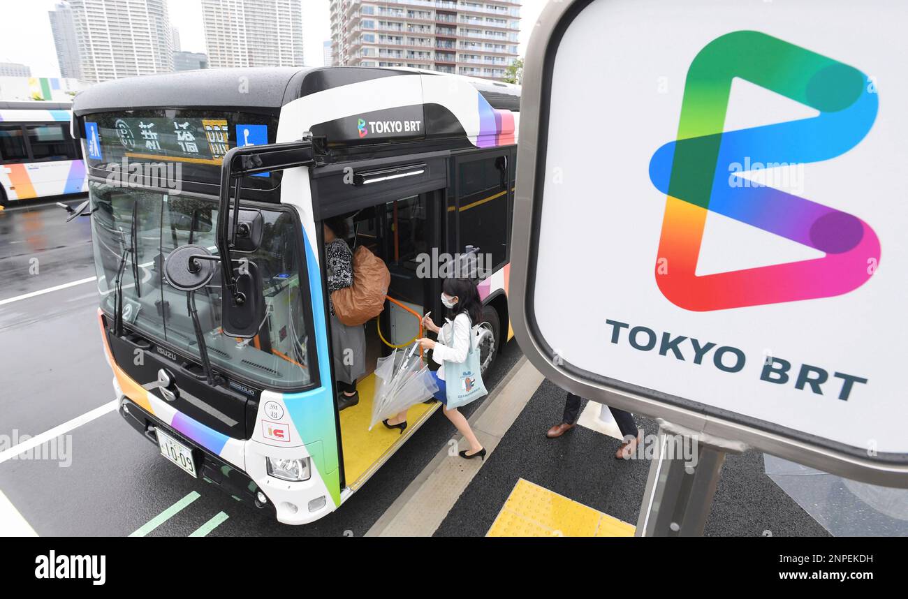 Tokyo BRT starts to operate at Harumi BRT terminal in Chuo Ward 