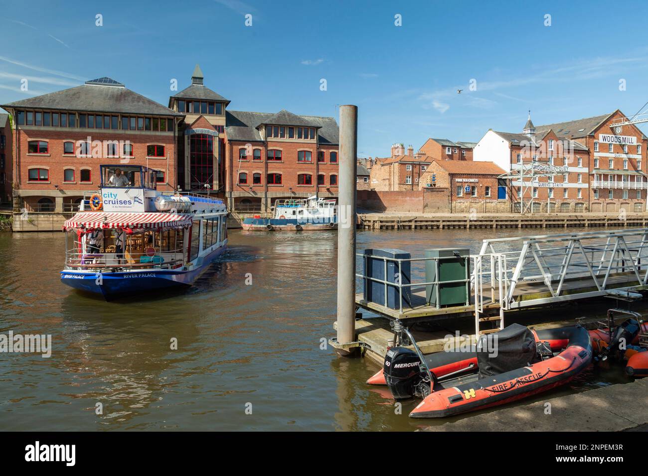Cruise boat on river Ouse in York. Stock Photo