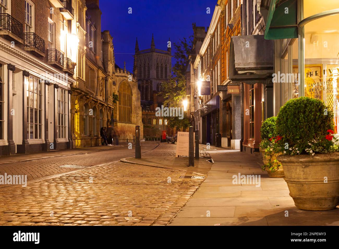 Evening on Trinity Street in Cambridge city centre. Stock Photo