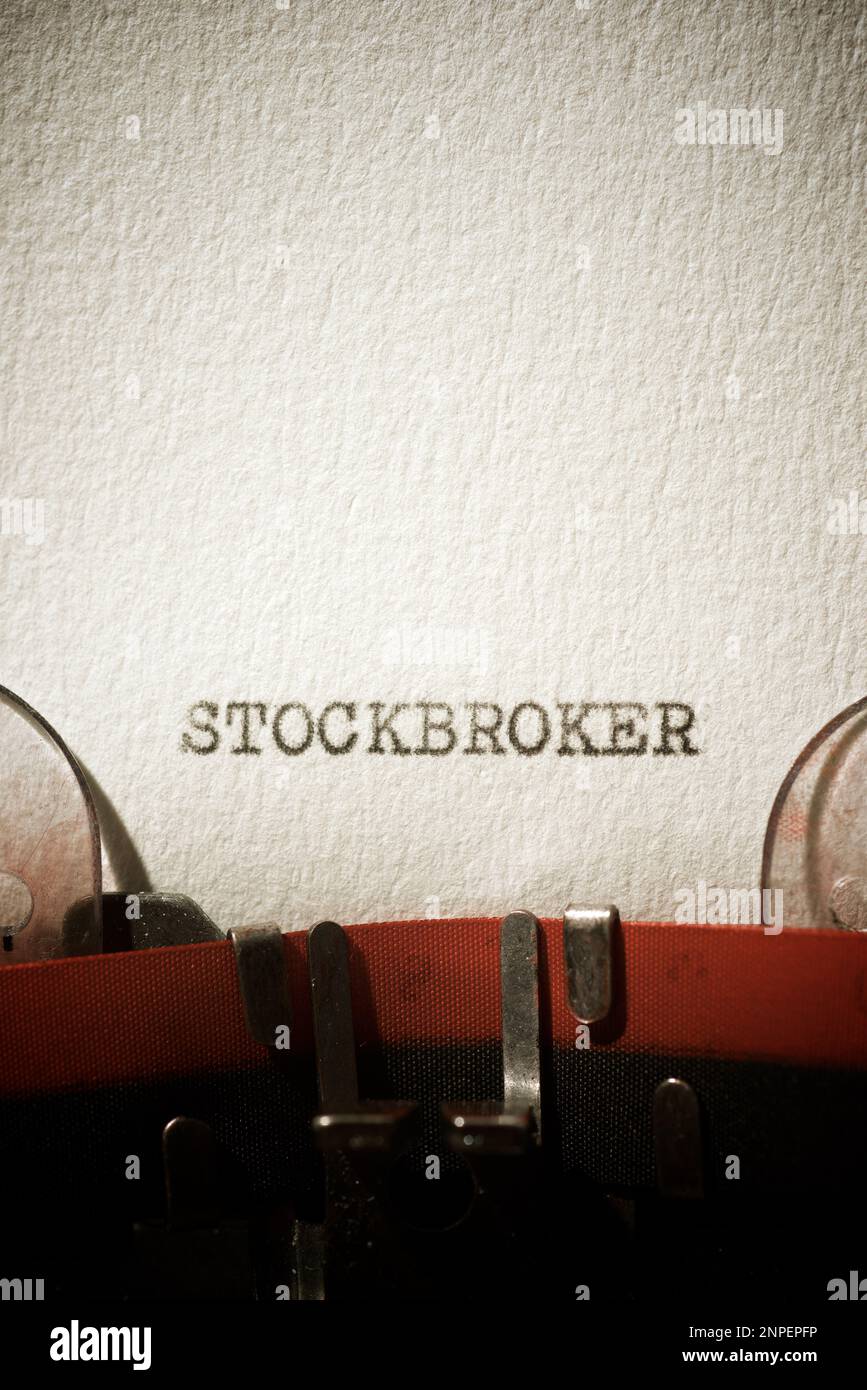 stockbroker-word-written-with-a-typewriter-stock-photo-alamy