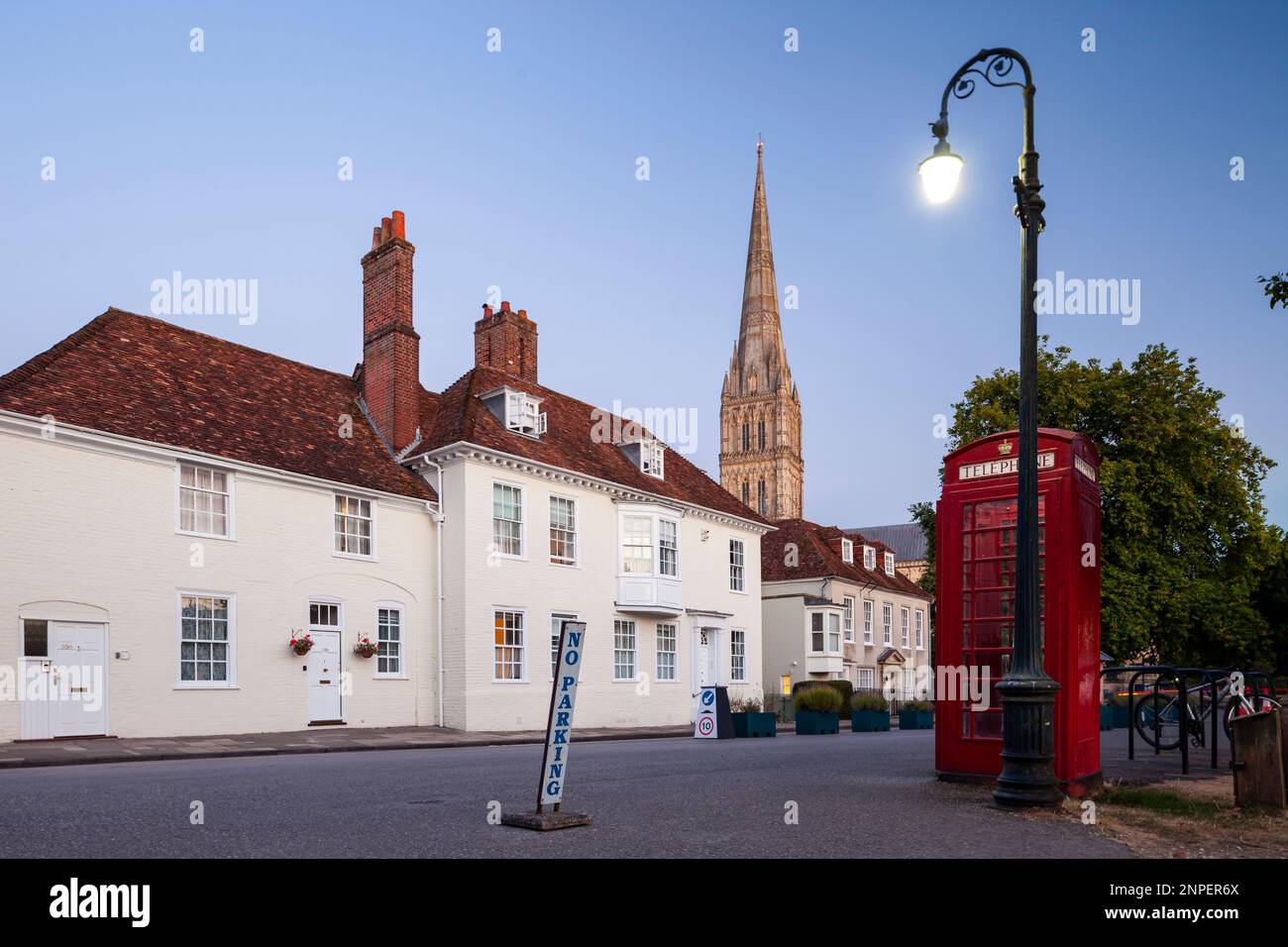 Evening on Choristers Square in Salisbury. Stock Photo