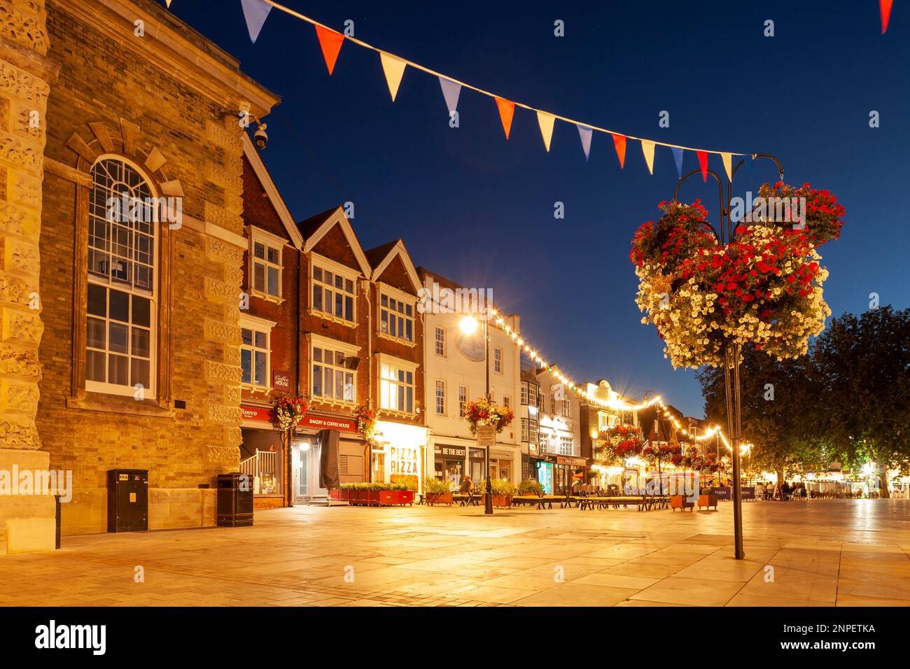 Summer evening at the Market Place in Salisbury. Stock Photo