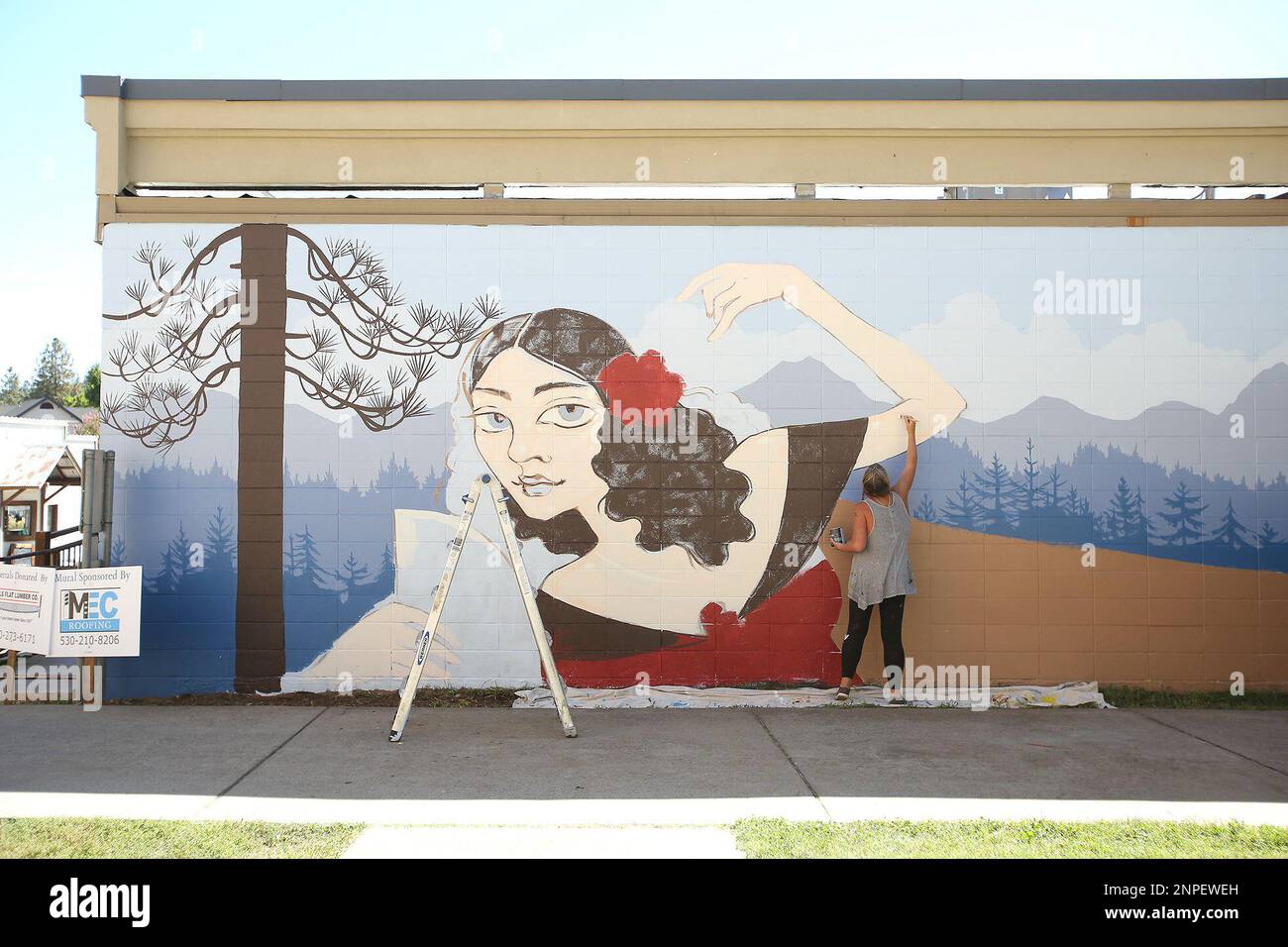 Downtown Grass Valley's latest mural is taking shape alongside Sourdough and Co. at 121 Neal