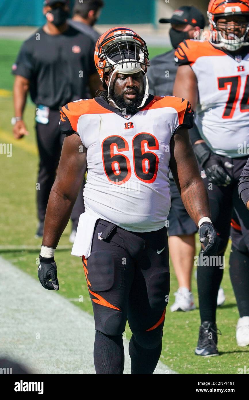 PHILADELPHIA, PA - SEPTEMBER 27: Cincinnati Bengals center Trey Hopkins  (66) looks on during the game between the Cincinnati Bengals and the  Philadelphia Eagles on September 27, 2020 at Lincoln Financial Field