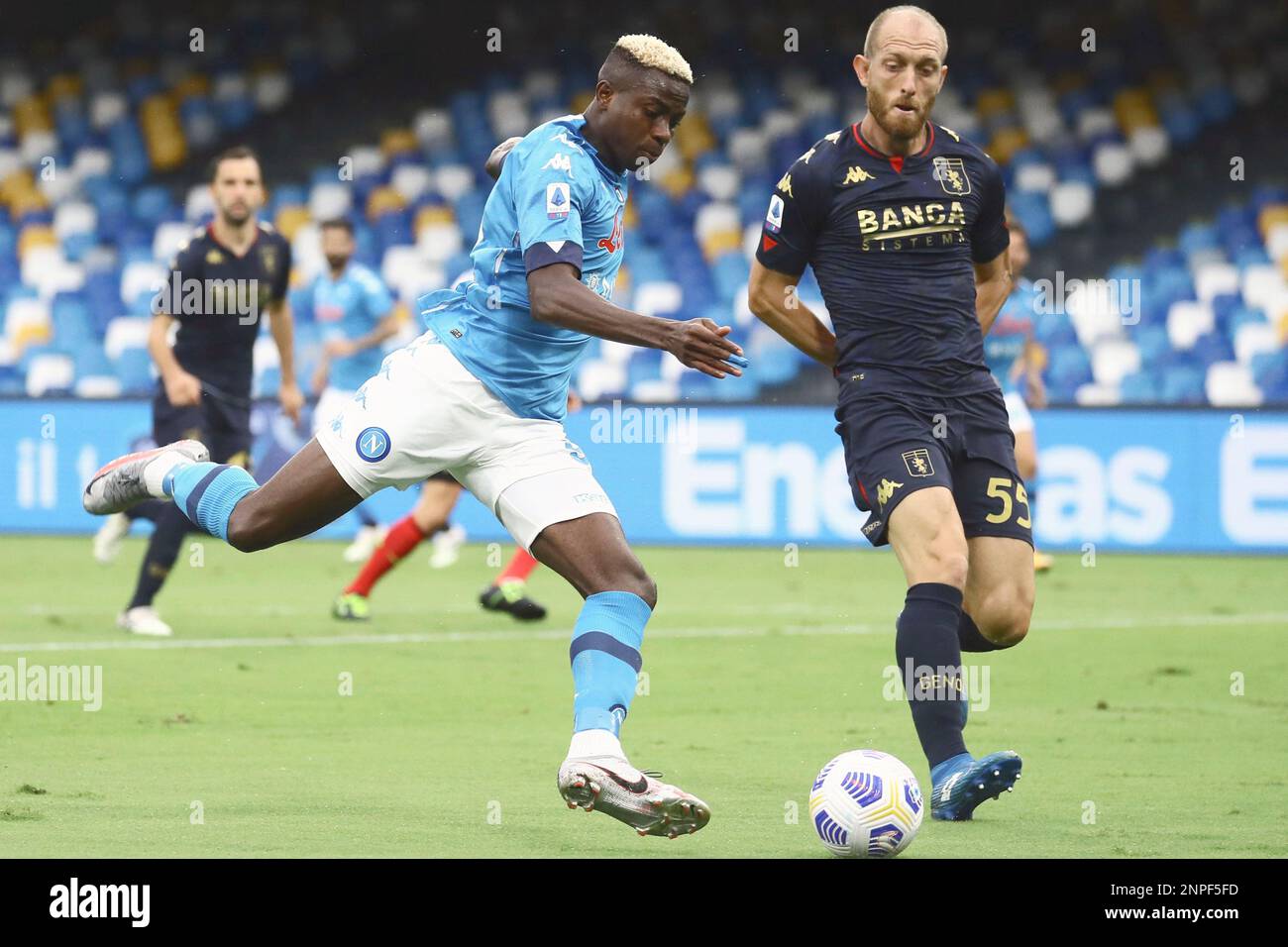 Andrea Masiello of Genoa CFC and Victor Osimhen of SSC Napoli