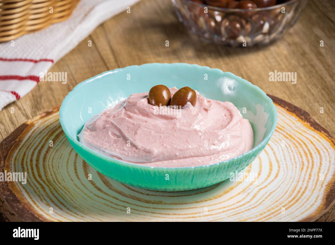 Traditional Greek taramosalata, cod roe dip Stock Photo