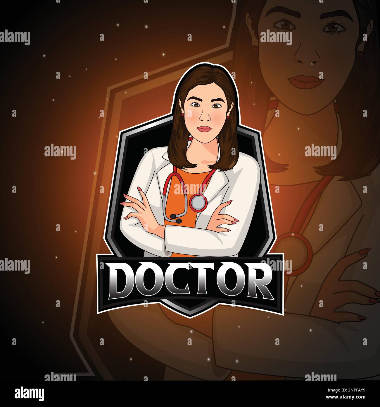 Beautiful lady doctor illustration vector design Stock Vector
