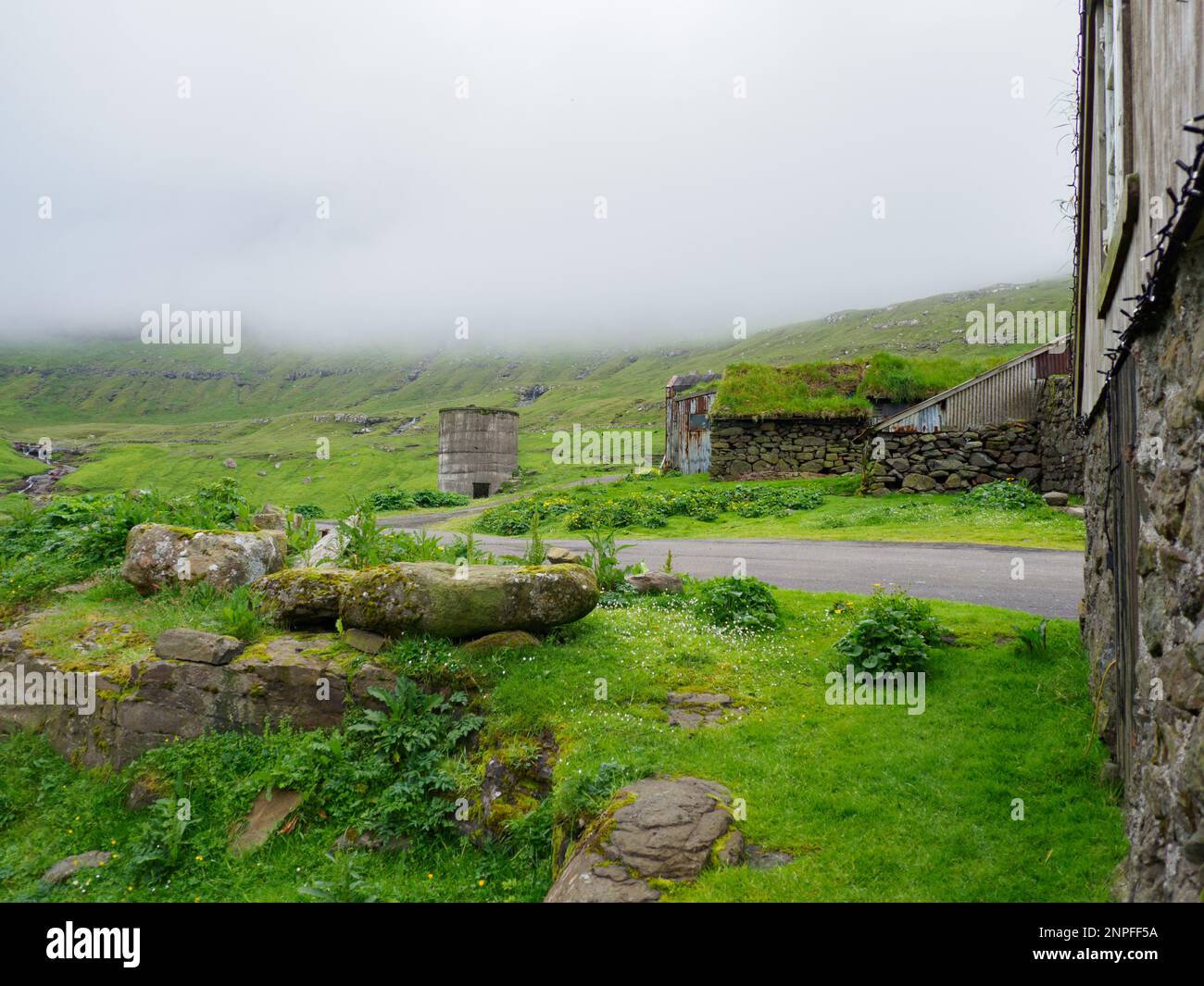 Norðradalur, Faroe Islands Jul, 2021 Typical Faroe houses with a