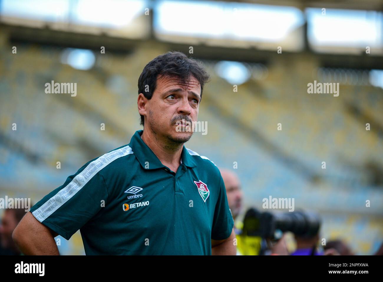 Rio, Brazil - February 25, 2023,  Fernando Diniz coach in match between Fluminense vs Portuguesa-RJ by 08th round of Carioca Championship,  in Maracan Stock Photo