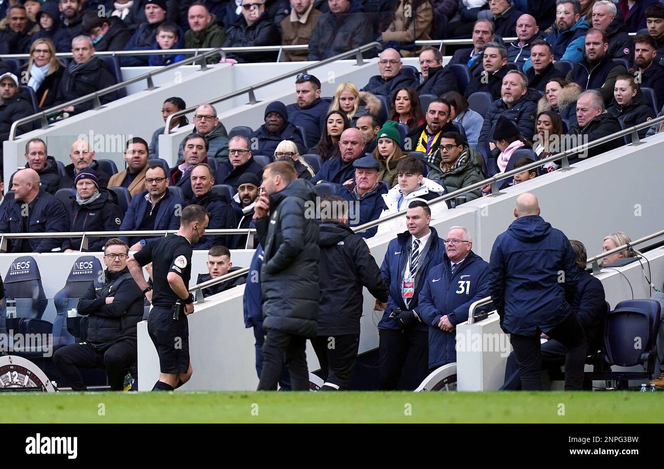 Referee stuart attwell heads down the tunnel during the premier league