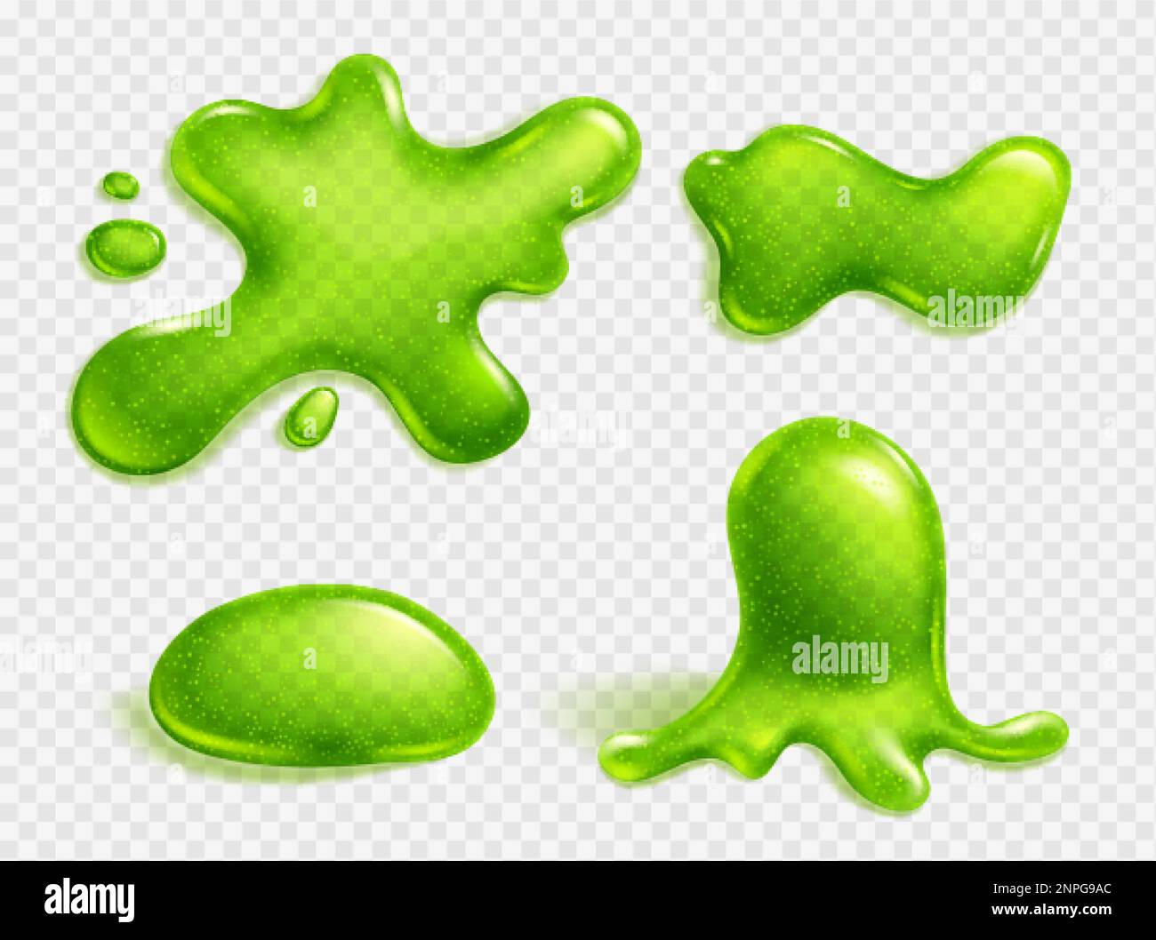 Green slime blob, jelly, liquid snot stain or glue realistic vector