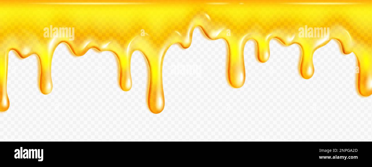 Realistic melted honey or oil flow isolated on transparent background
