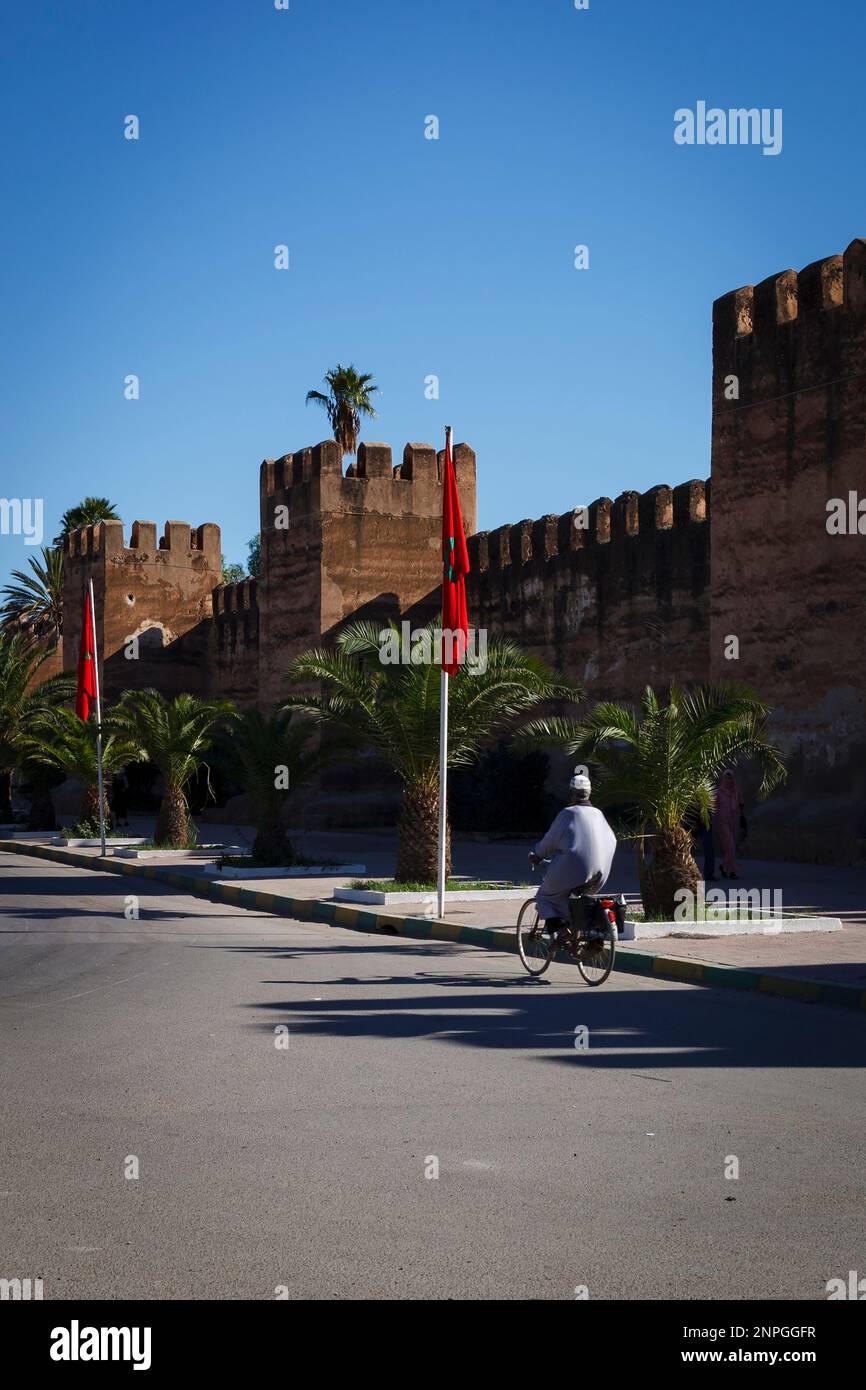 Man on a bicycle, Taroudannt, Morocco, 12. December 2018 Stock Photo