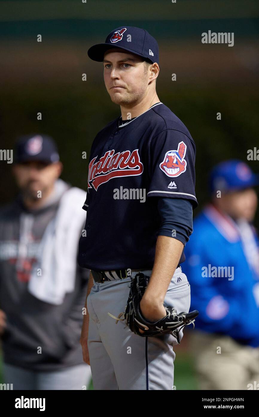 Cleveland Indians pitcher Trevor Bauer throws in the seventh