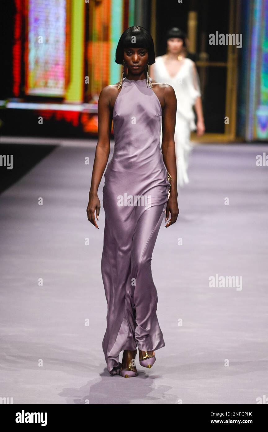 Milan Woman Fashion Week Fall Winter 2023 2024 Elisabetta Franchi Fashion Show Women s Fashion Fall Winter 2023 2024 Elisabetta Franchi Fashion Show Pictured model Stock Photo Alamy