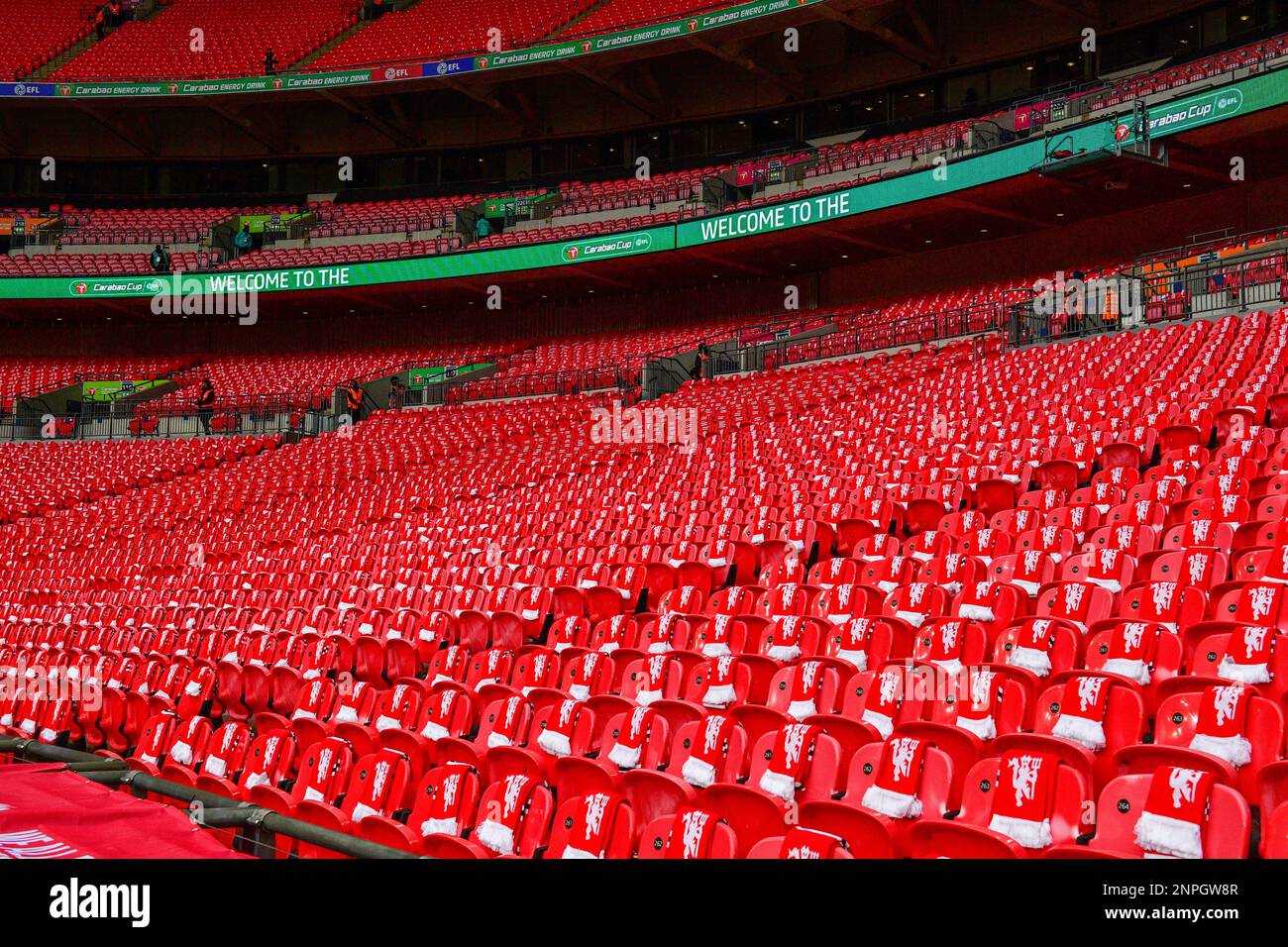 Wembley, London, UK. 26th Feb, 2023. Manchester United seats with