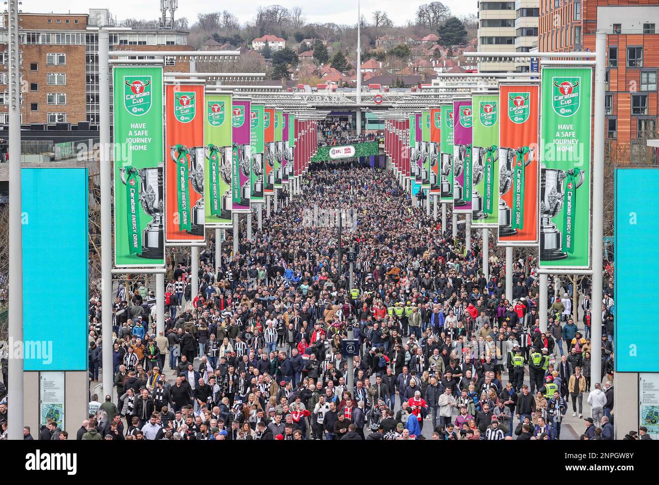 Fans make there way down Wembley way ahead of the Carabao Cup Final