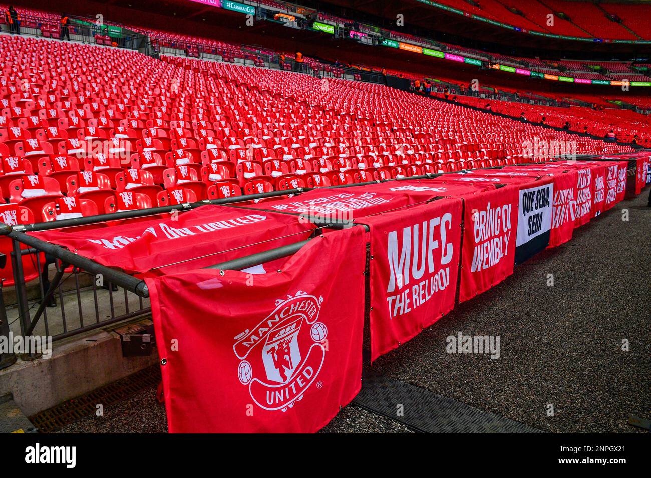 Wembley, London, UK. 26th Feb, 2023. Manchester United seats with