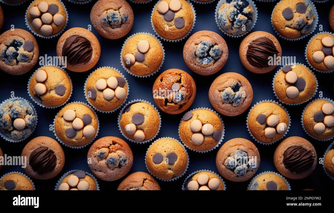Muffins oder Cup-Cakes mit unterschiedlichen Dekor Stock Photo