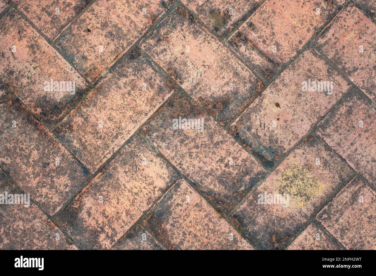 Dirt Tile floor background texture, aging effect by bad weather Stock