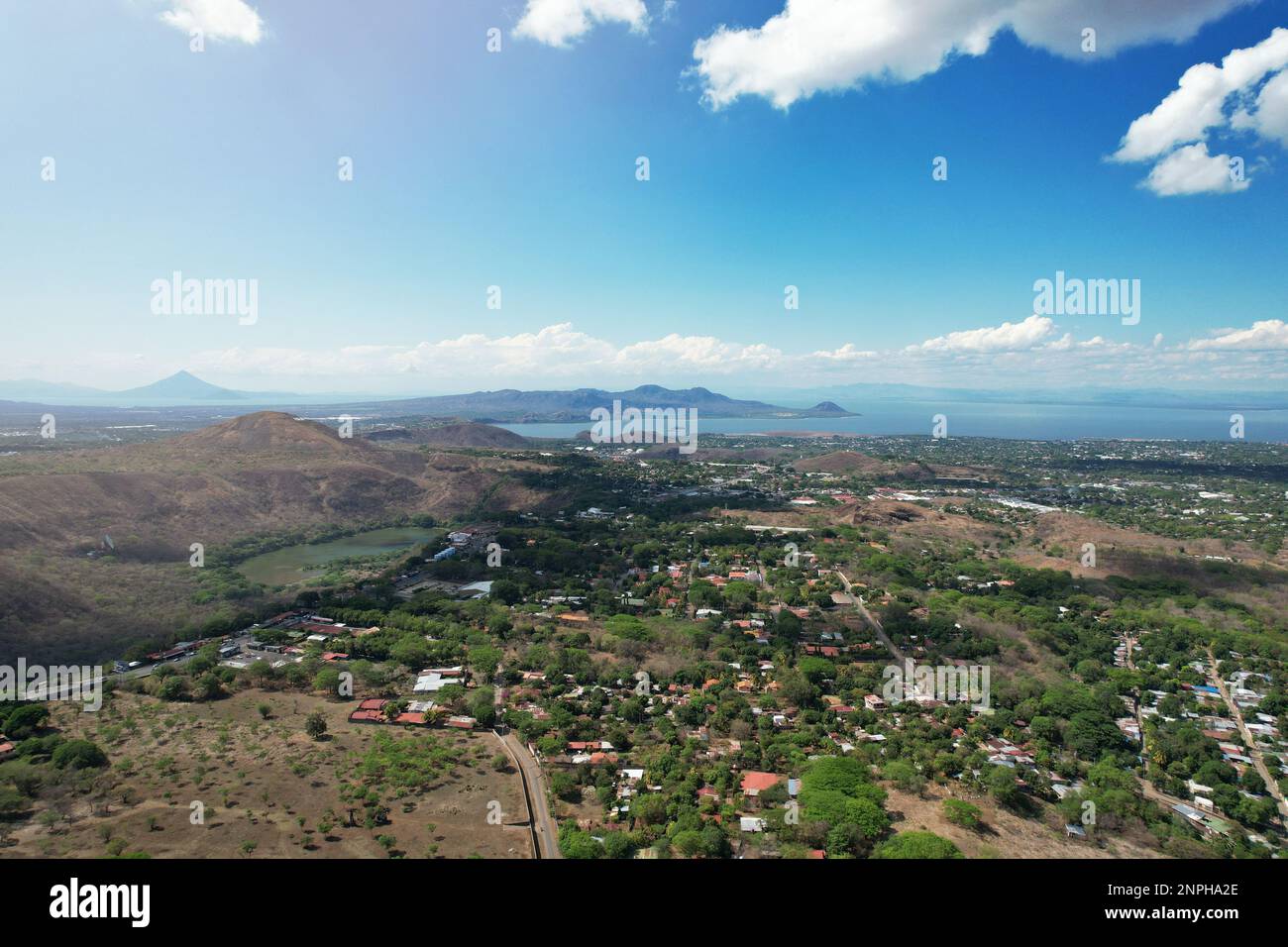 Panorama view of Managua city Nicaragua aerial drone view Stock Photo
