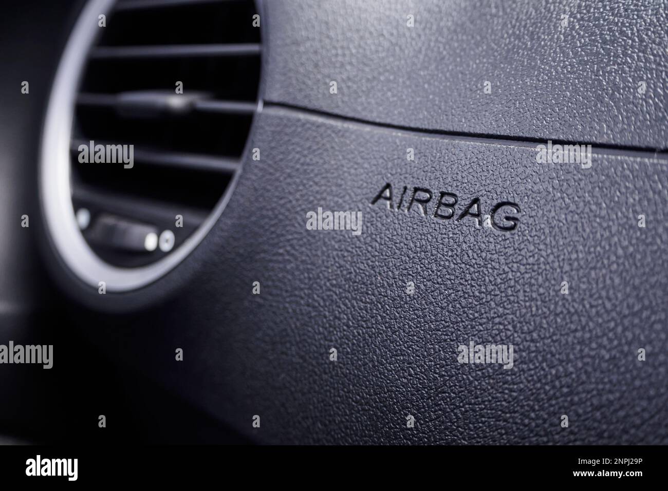 Safety airbag sign in the car Stock Photo Alamy