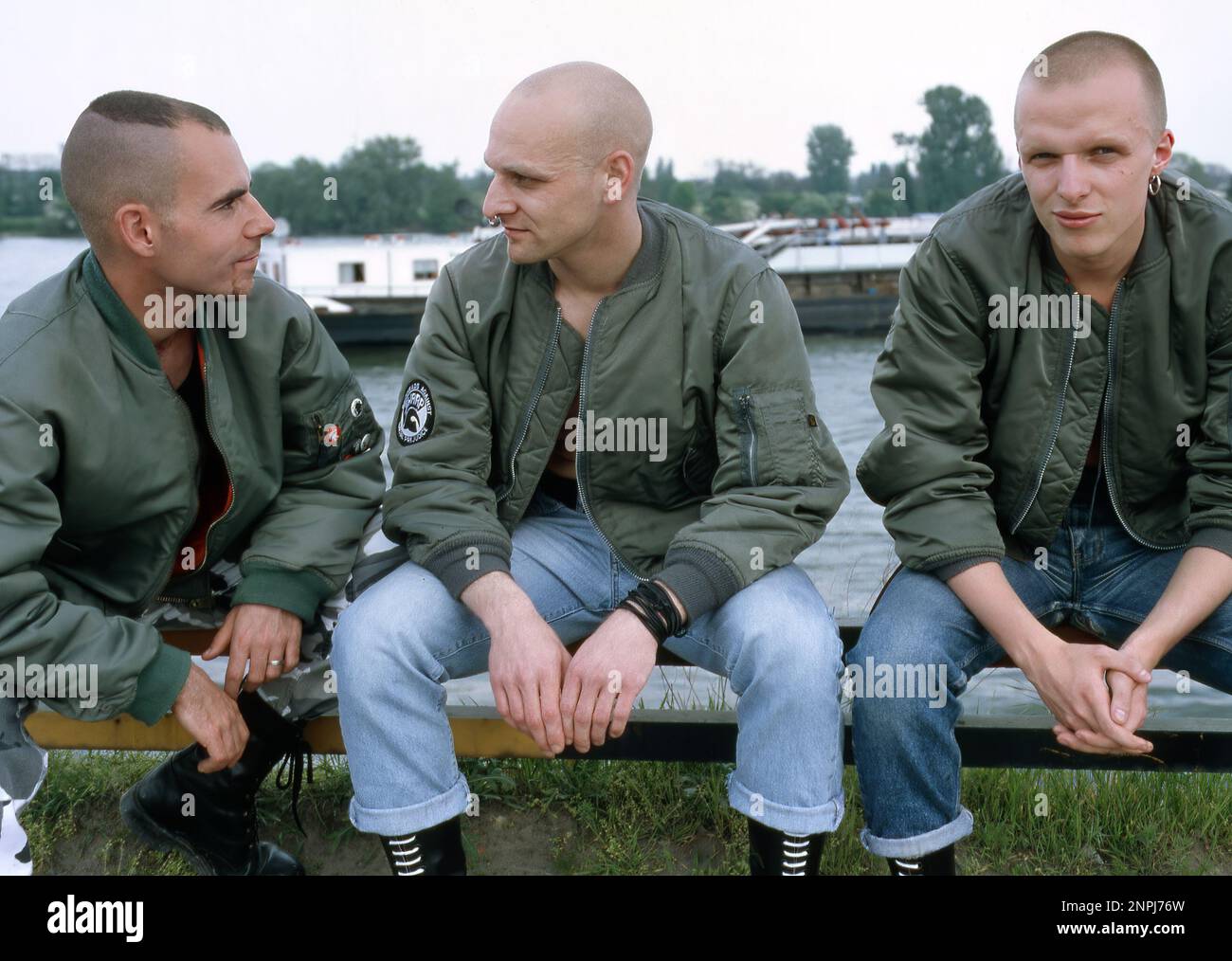 Three Skinheads from the 90's Stock Photo