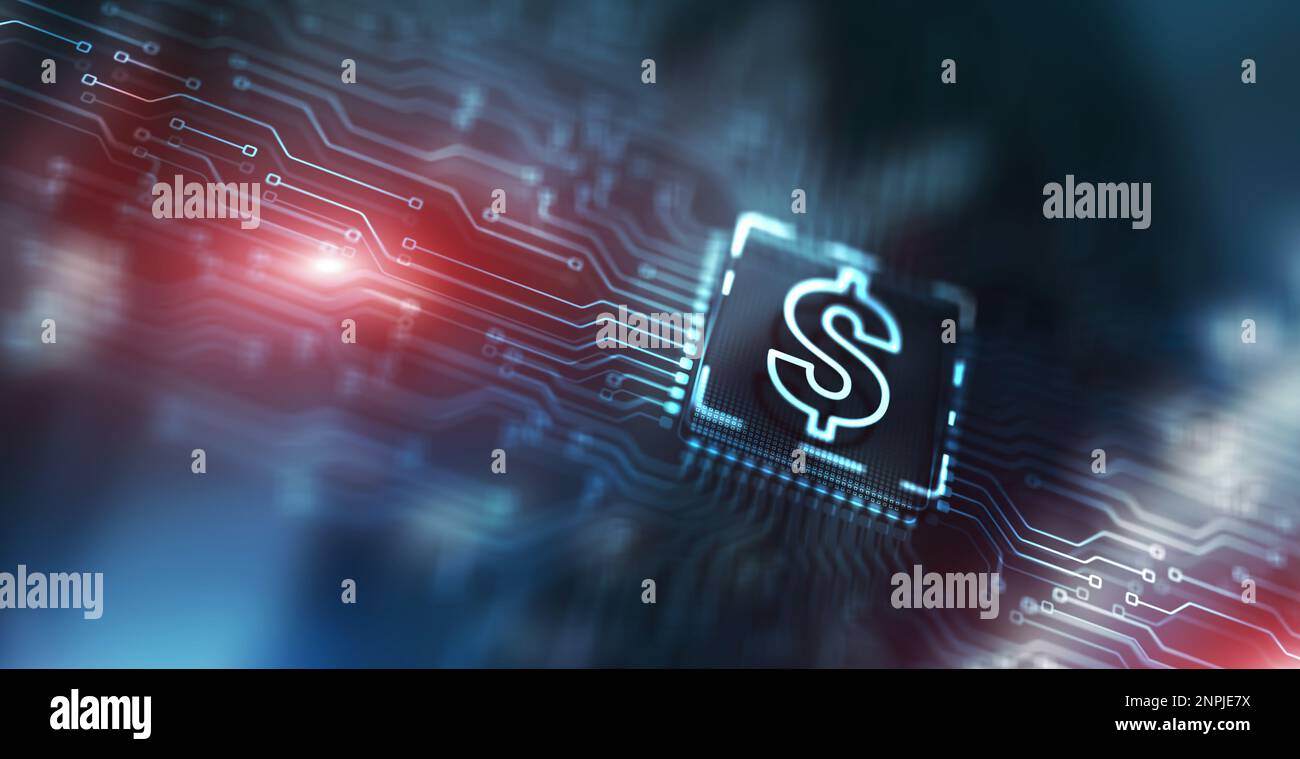 Fintech financial technology digital money internet banking concept. Stock Photo
