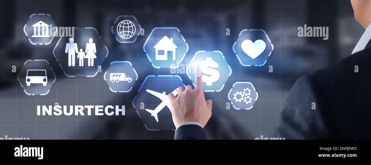 Insurtech. Health family life property insurance concept Stock Photo ...
