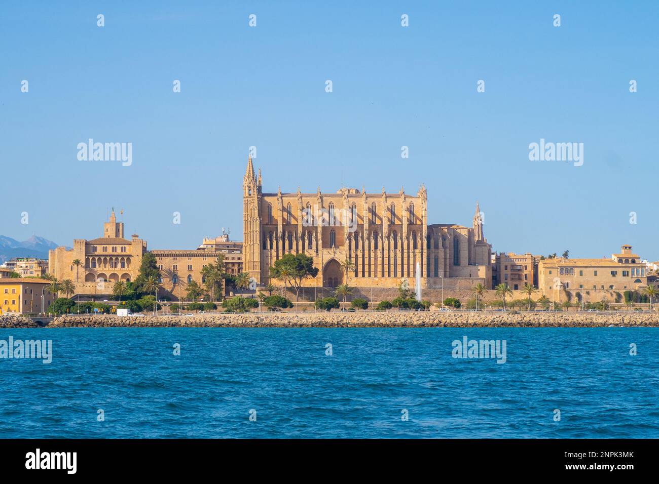 The Cathedral of Santa Maria of Palma in Majorca as seen from the bay Stock Photo