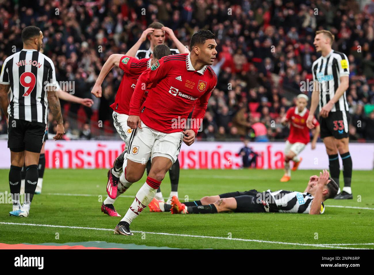 Casemiro 18 of Manchester United celebrates his goal to make it 10