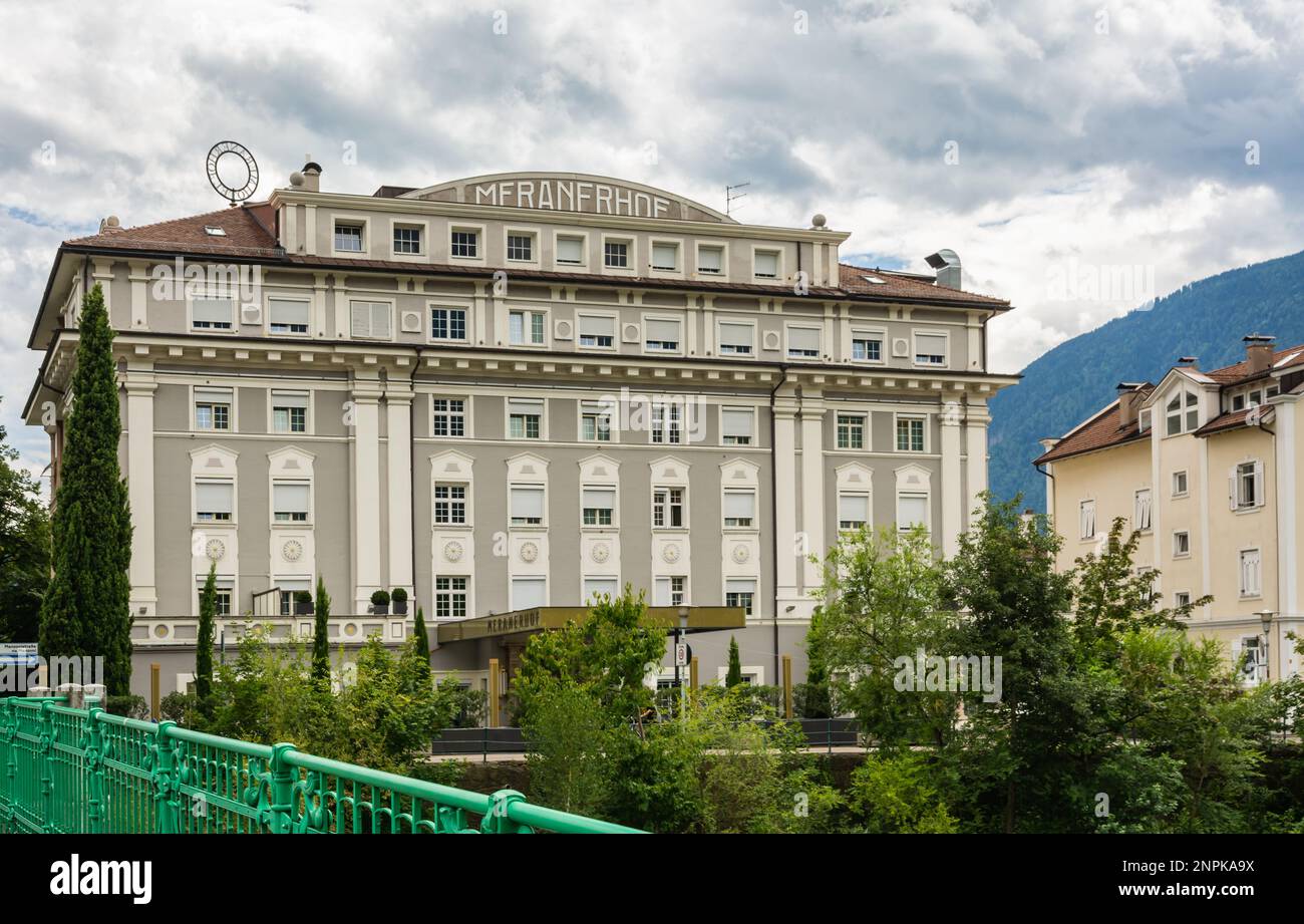 Hotel Meranerhof in the city of Meran in South Tyrol, Bolzano province, Trentino Alto Adige, northern Italy, Europe Stock Photo