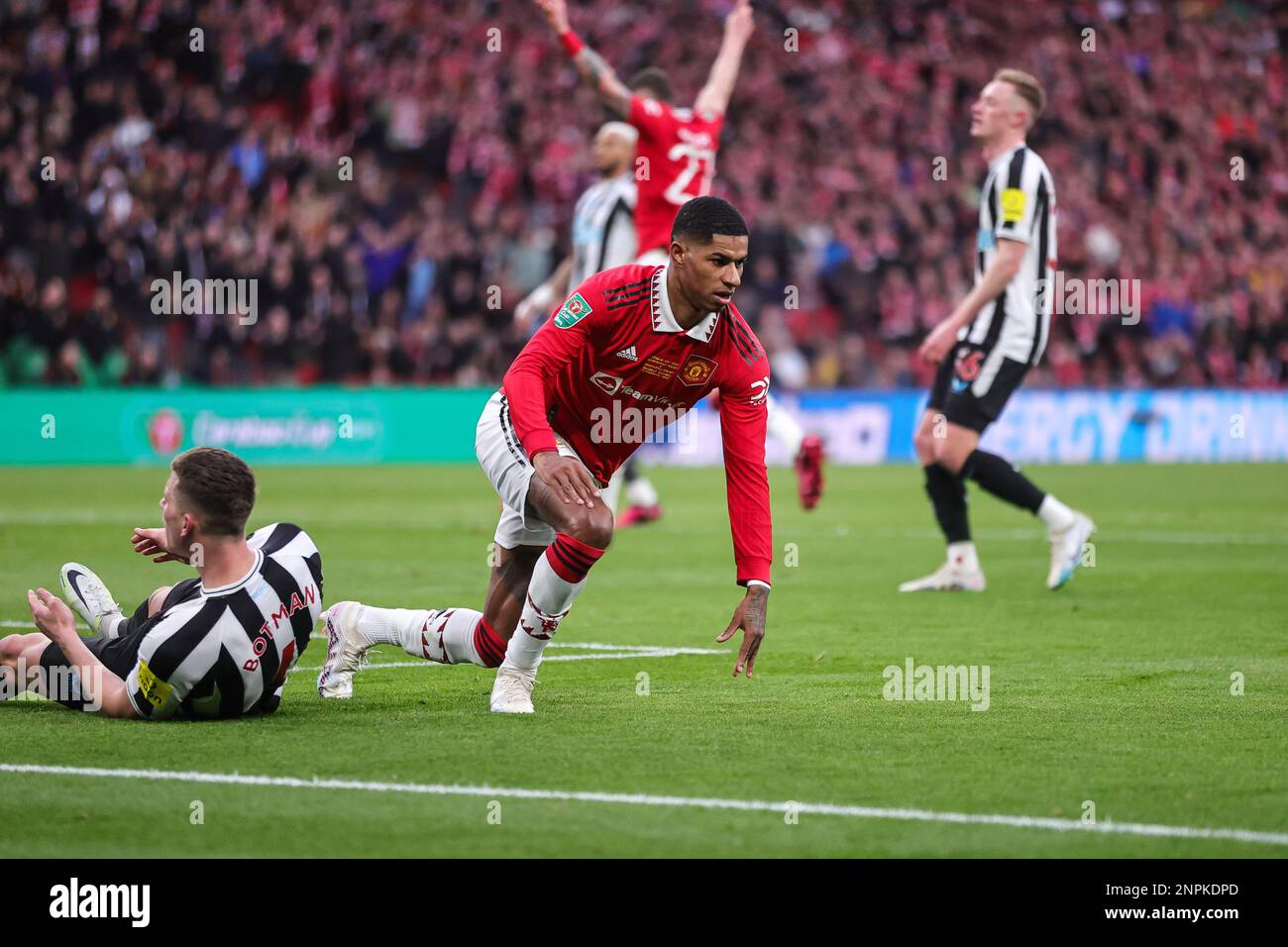Marcus Rashford 10 of Manchester United celebrates his goal to make it