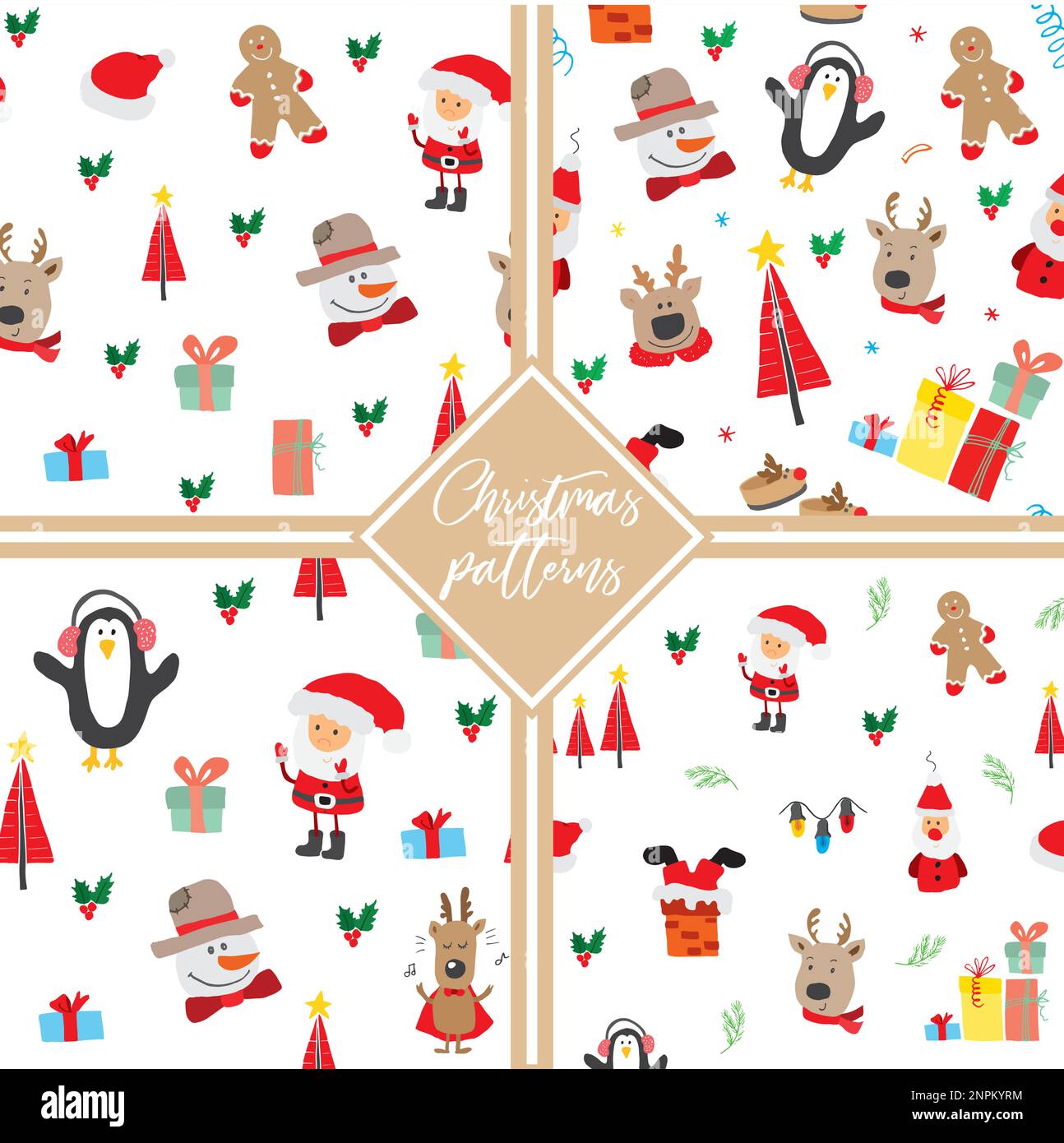 New Year and Christmas seamless pattern, hand drawn doodles Seamless ...