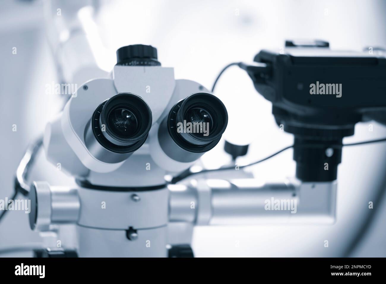 microscope with builtin camera, Two eyepieces of a large microscope