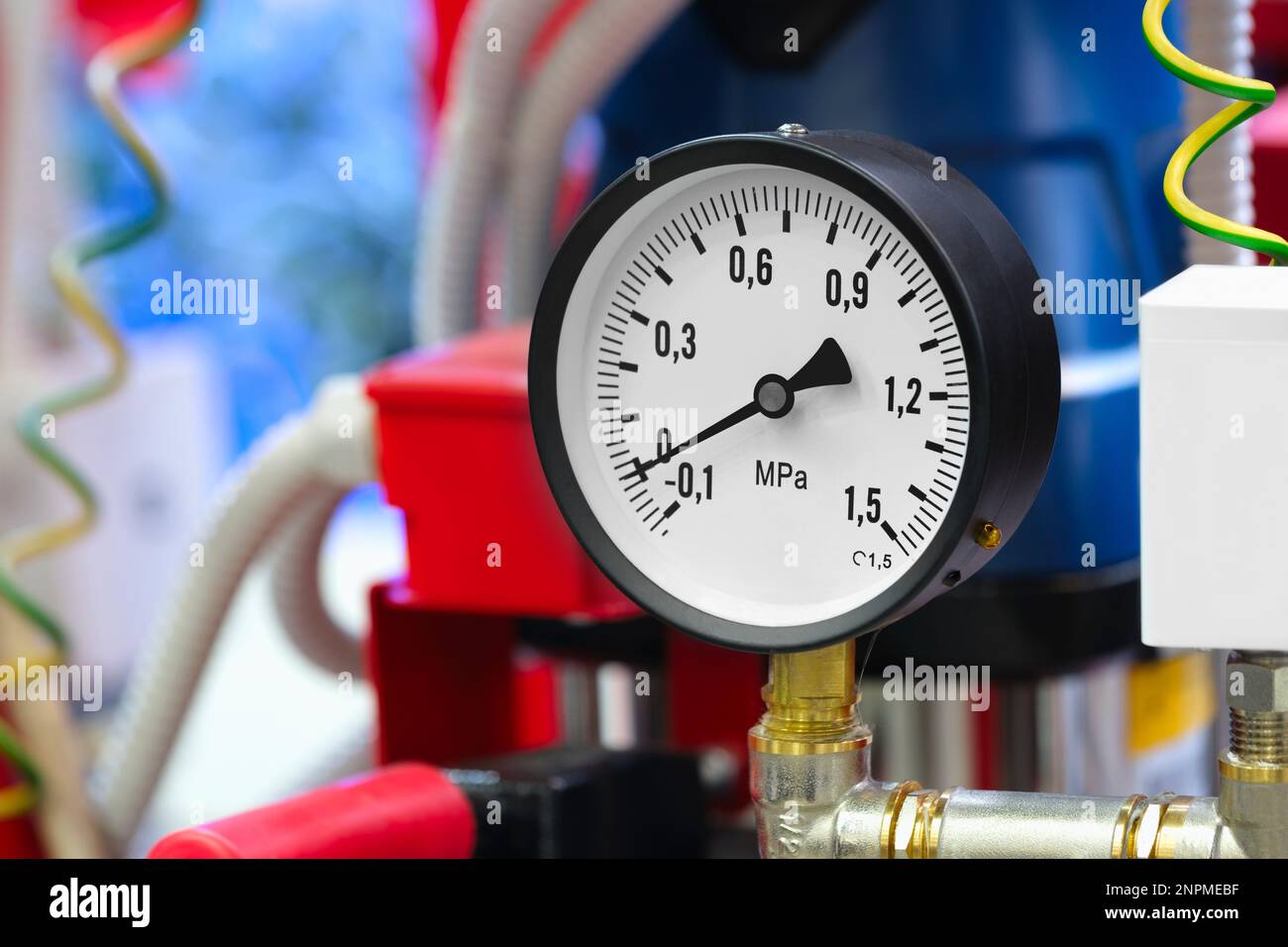 Boiler room gas pressure meter. Industrial concept. equipment of the