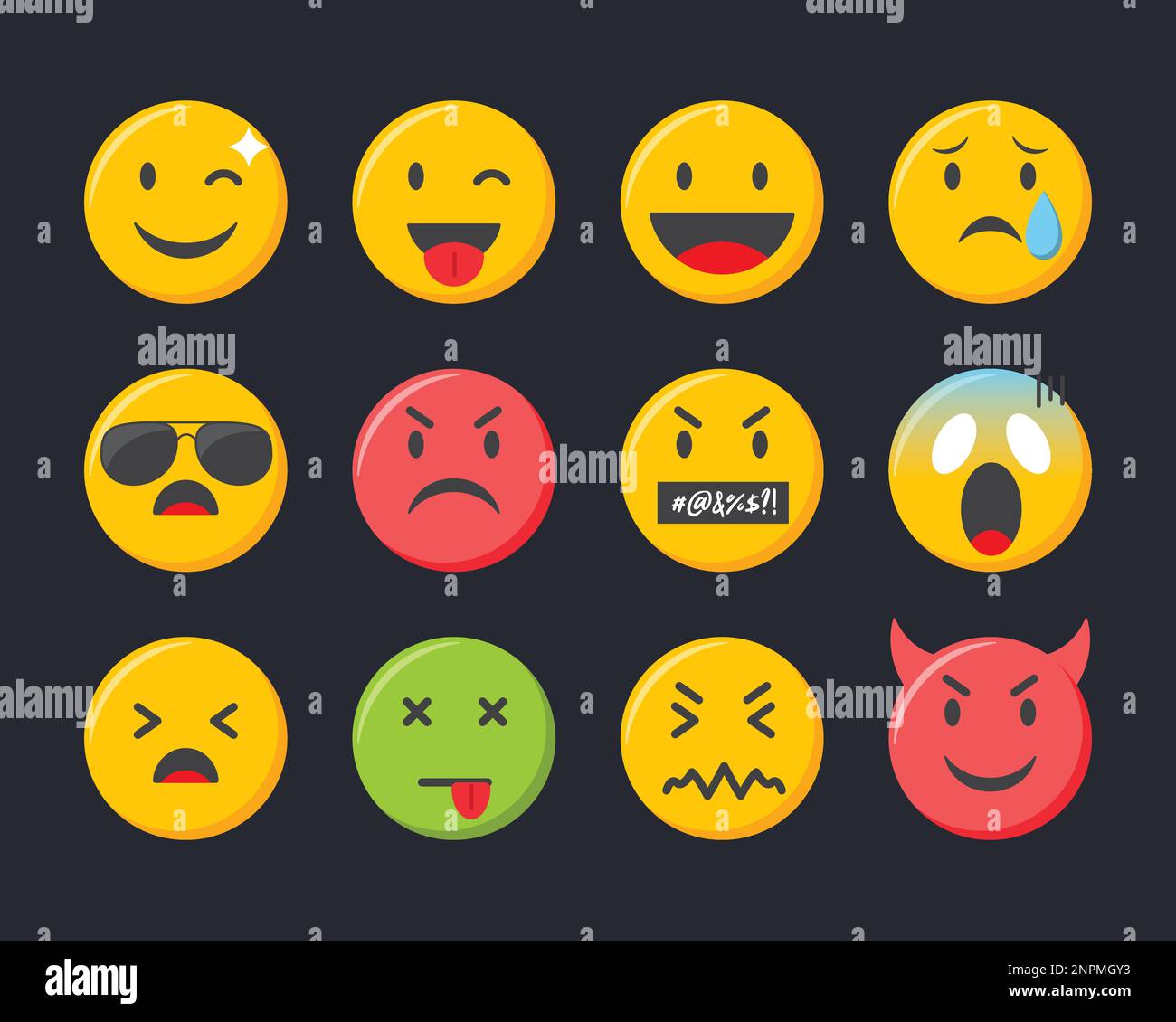 Emoji Icons Set Emoticons Collection Vector Illustration Stock Vector