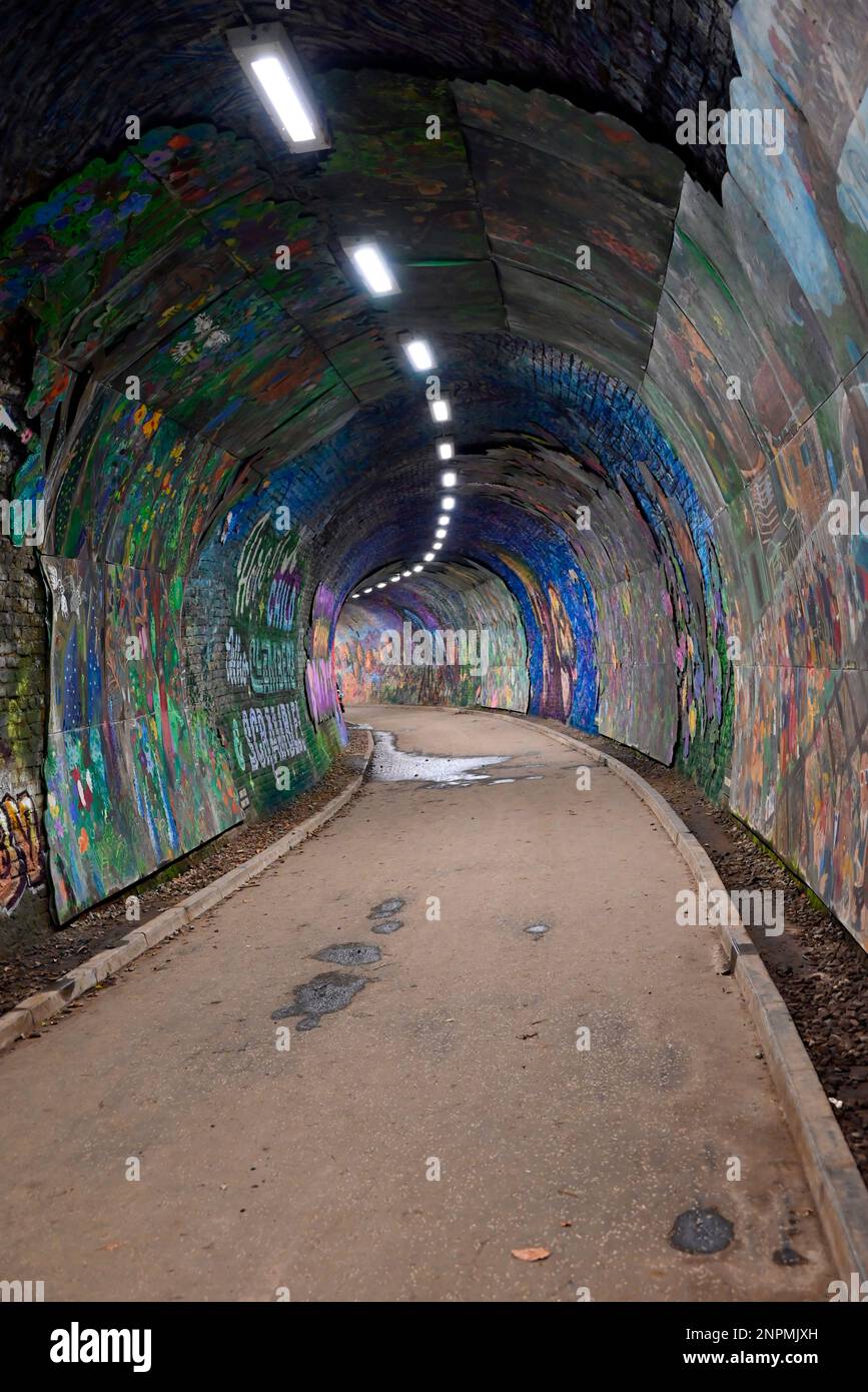 Colinton tunnel Scotland's biggest mural Stock Photo