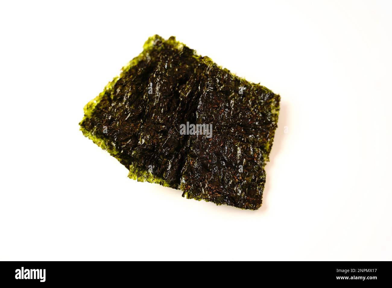Seaweed Chips Dried nori snacks isolated on white, selective focus