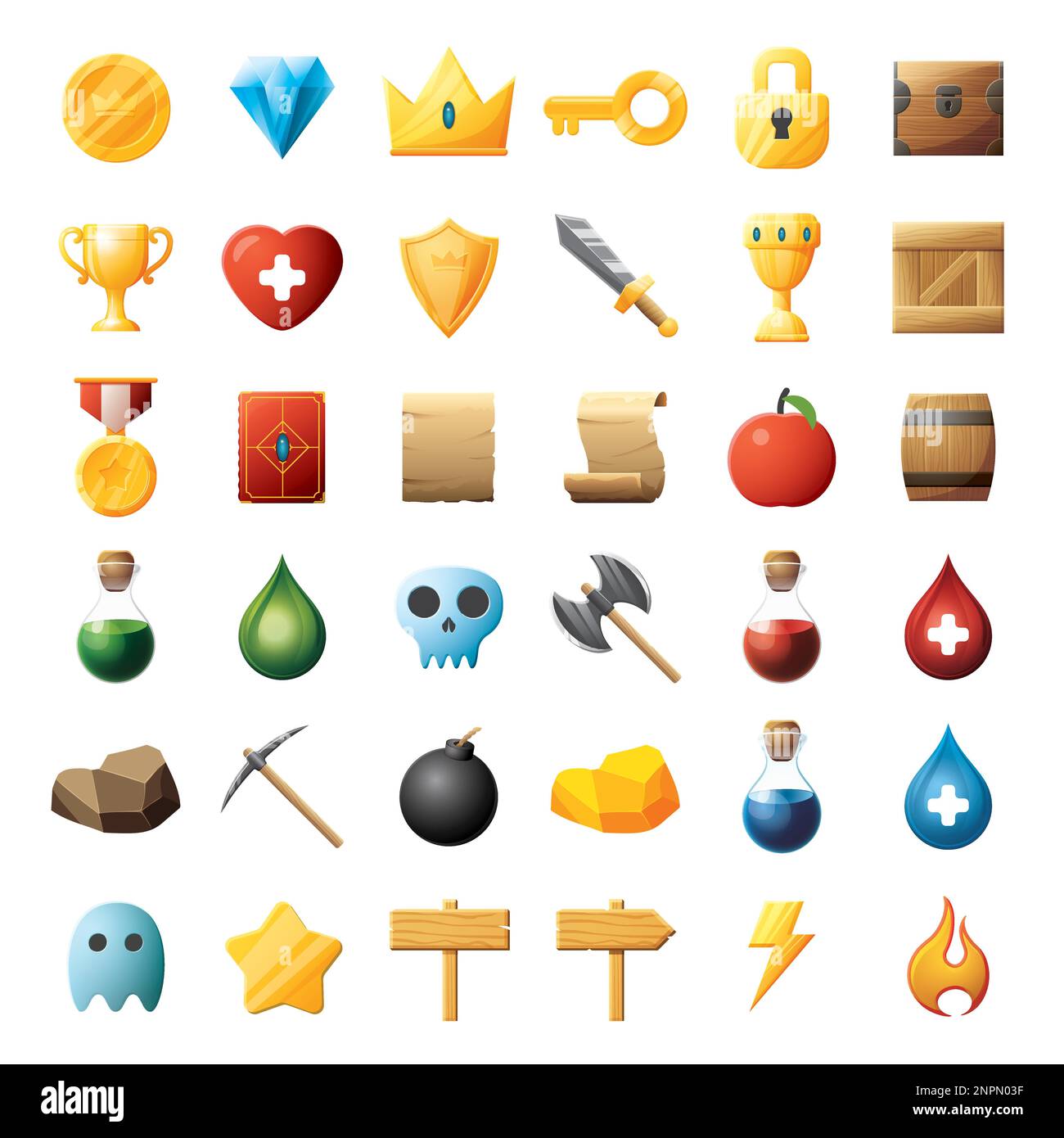 Game UI assets set. Gaming user interface icons collection. vector ...