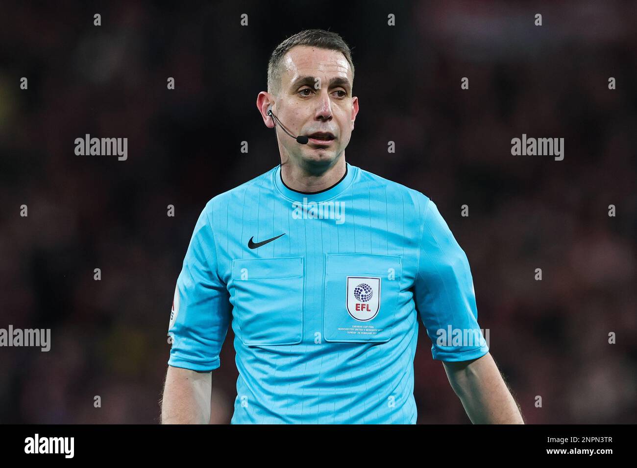 Referee David Coote during the Carabao Cup Final match Manchester United vs Newcastle United at
